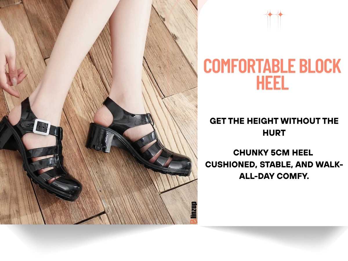 Heel Jelly Shoes for Women – Glitter Jellies with Comfort Fit