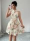 Floral Dress Women Boho Halter Shirt Mini Sundress
