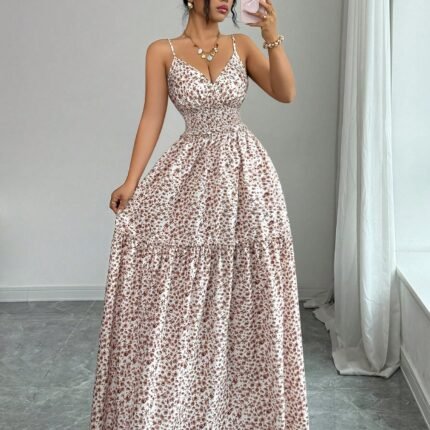 Floral Maxi Dress Women Boho Tiered Sundress Vacation
