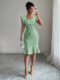 Jacquard Floral Midi Dress Women Aqua Green